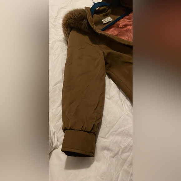 Vintage Brown Caramel Trench Coat water Resistant Jacket with Faux Fur hood - Picture 6 of 7